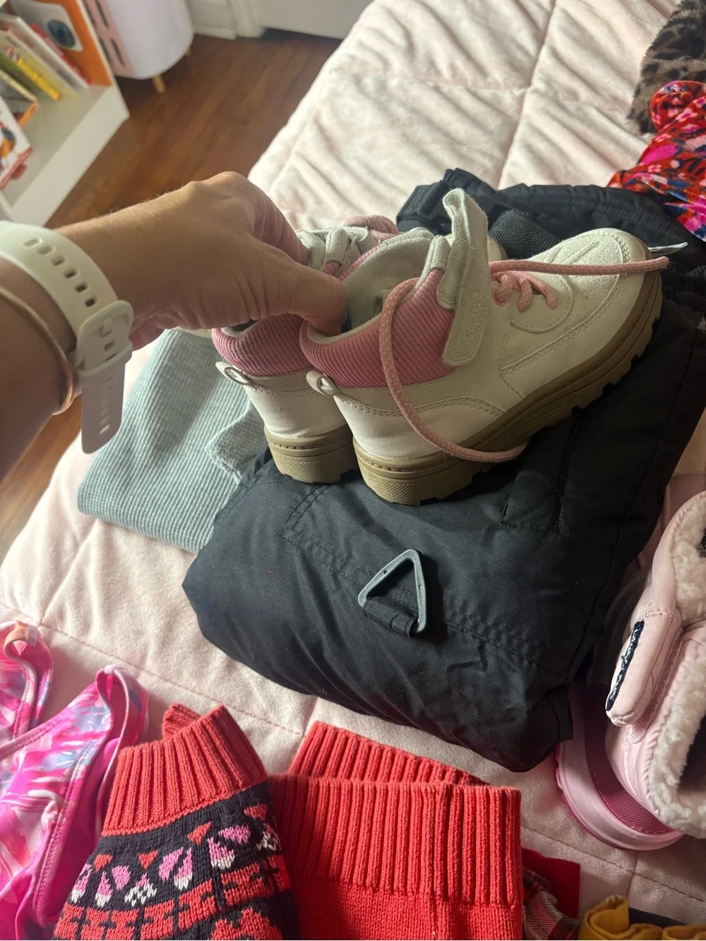Girls Pink and White Cozy Winter Boots - Brand Unspecified